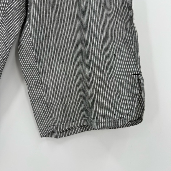 Coldwater Creek Striped Linen Wide-Leg Crops Pull On Pant Black/White Petite L - Picture 10 of 12